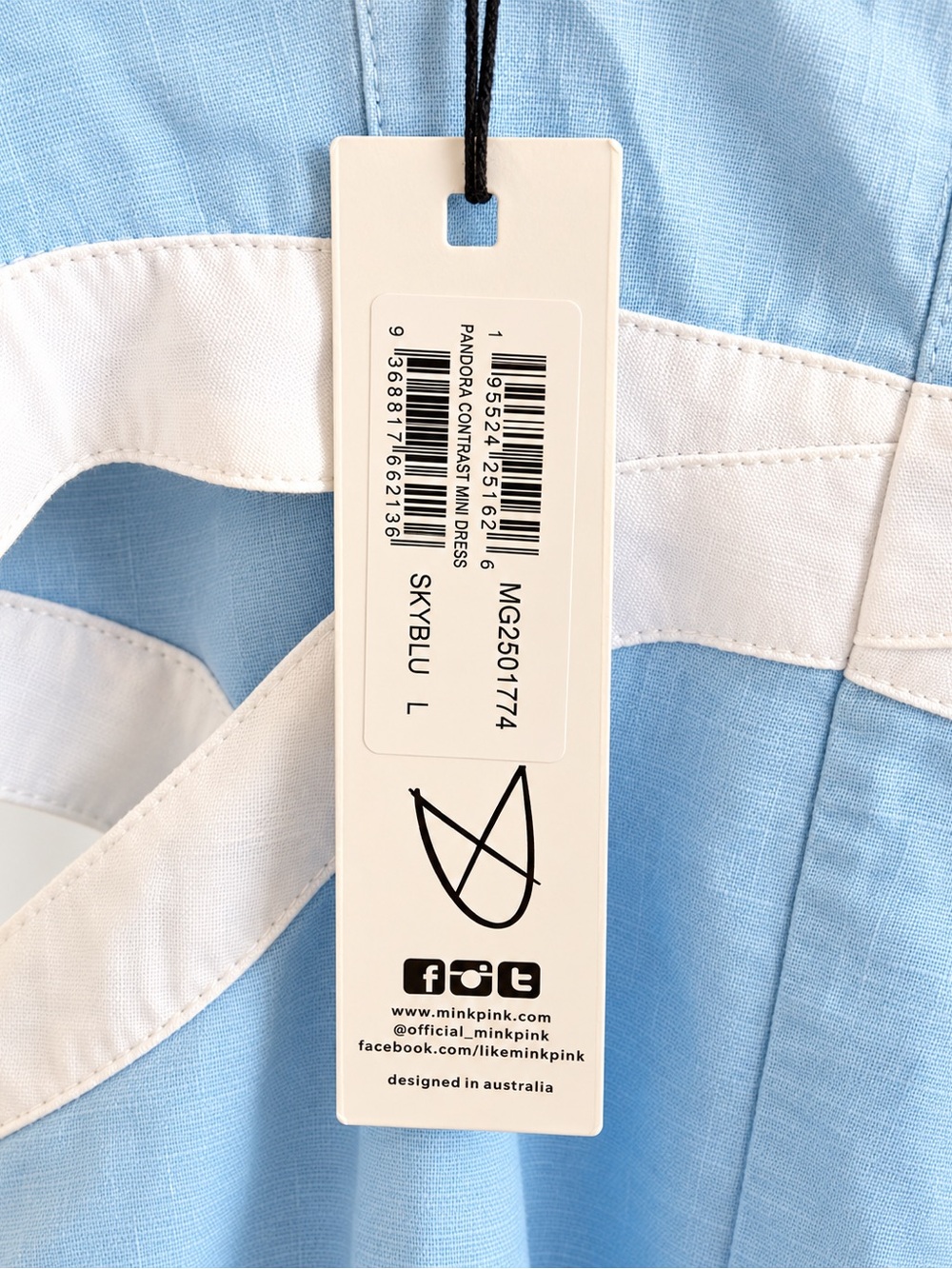 MINKPINK Sky Blue and White Cutout Mini Dress - Picture 5 of 5